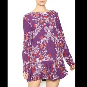 Free People Purple Floral Smooth Talker Tunic